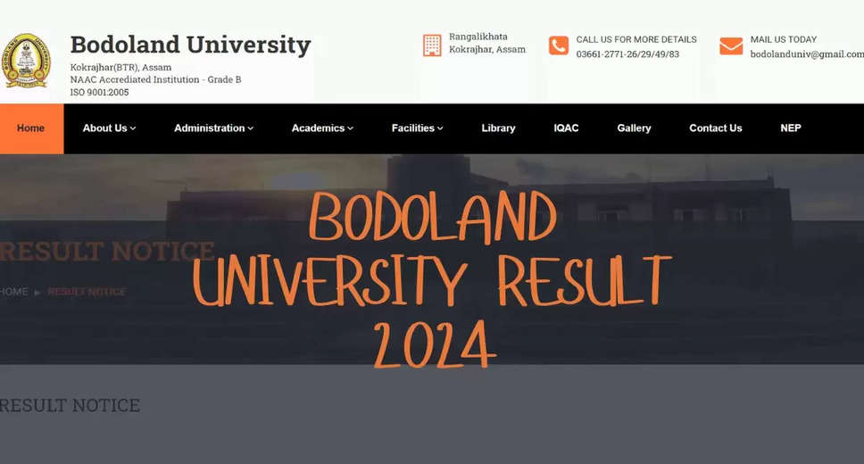 Bodoland University Results 2024: Direct Link to Download UG and PG Marksheets