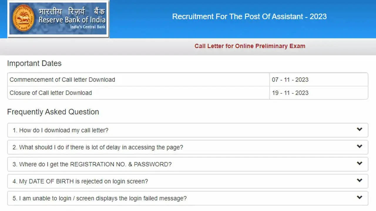 RBI Assistant Recruitment 2023: Prelims Result Declared and Main Exam Call Letter Download