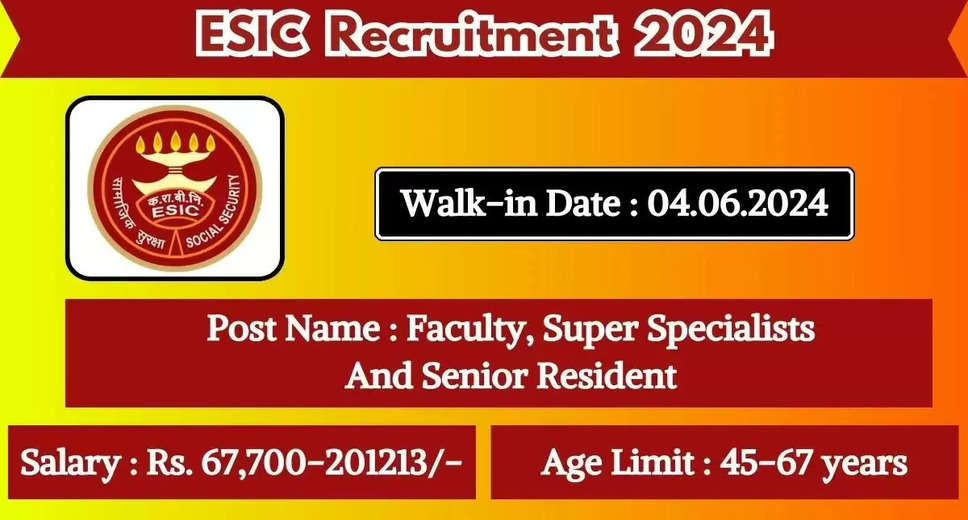 ESIC, Rajasthan Recruitment 2024: Walk-In Interview for 115 Vacancies of Sr Resident, Professor, and More