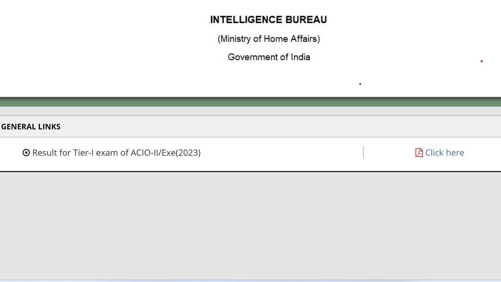 IB ACIO Result 2024: Download Tier I and Tier II Results for ACIO/Executive Posts