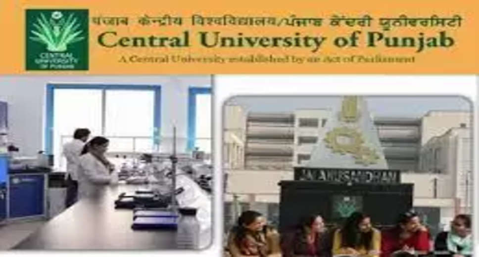 CENTRAL UNIVERSITY PUNJAB Recruitment 2023: A great opportunity has emerged to get a job (Sarkari Naukri) in the Central University of Punjab, Bathinda (CENTRAL UNIVERSITY PUNJAB). CENTRAL UNIVERSITY PUNJAB has sought applications to fill the posts of Guest Faculty (CENTRAL UNIVERSITY PUNJAB Recruitment 2023). Interested and eligible candidates who want to apply for these vacant posts (CENTRAL UNIVERSITY PUNJAB Recruitment 2023), they can apply by visiting the official website of CENTRAL UNIVERSITY PUNJAB, cup.edu.in. The last date to apply for these posts (CENTRAL UNIVERSITY PUNJAB Recruitment 2023) is 22 January 2023.  Apart from this, candidates can also apply for these posts (CENTRAL UNIVERSITY PUNJAB Recruitment 2023) directly by clicking on this official link cup.edu.in. If you need more detailed information related to this recruitment, then you can see and download the official notification (CENTRAL UNIVERSITY PUNJAB Recruitment 2023) through this link CENTRAL UNIVERSITY PUNJAB Recruitment 2023 Notification PDF. A total of 1 posts will be filled under this recruitment (CENTRAL UNIVERSITY PUNJAB Recruitment 2023) process.  Important Dates for CENTRAL UNIVERSITY PUNJAB Recruitment 2023  Online Application Starting Date  Last date for online application - 22 January 2023  Vacancy details for CENTRAL UNIVERSITY PUNJAB Recruitment 2023  Total No. of Posts- Guest Faculty - 1 Post  Eligibility Criteria for CENTRAL UNIVERSITY PUNJAB Recruitment 2023  Guest Faculty - Post Graduate degree from recognized institute and experience  Age Limit for CENTRAL UNIVERSITY PUNJAB Recruitment 2023  The age of the candidates will be valid as per the rules of the department  Salary for CENTRAL UNIVERSITY PUNJAB Recruitment 2023  Guest Faculty – 50000/-  Selection Process for CENTRAL UNIVERSITY PUNJAB Recruitment 2023  Guest Faculty: Will be done on the basis of written test.  How to Apply for CENTRAL UNIVERSITY PUNJAB Recruitment 2023  Interested and eligible candidates can apply through the official website of CENTRAL UNIVERSITY PUNJAB (cup.edu.in) by 22 January 2023. For detailed information in this regard, refer to the official notification given above.  If you want to get a government job, then apply for this recruitment before the last date and fulfill your dream of getting a government job. You can visit naukrinama.com for more such latest government jobs information.