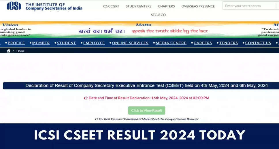 ICSI CSEET May 2024 Results Set to be Declared Today at 2 PM; Steps to Check Your Scores