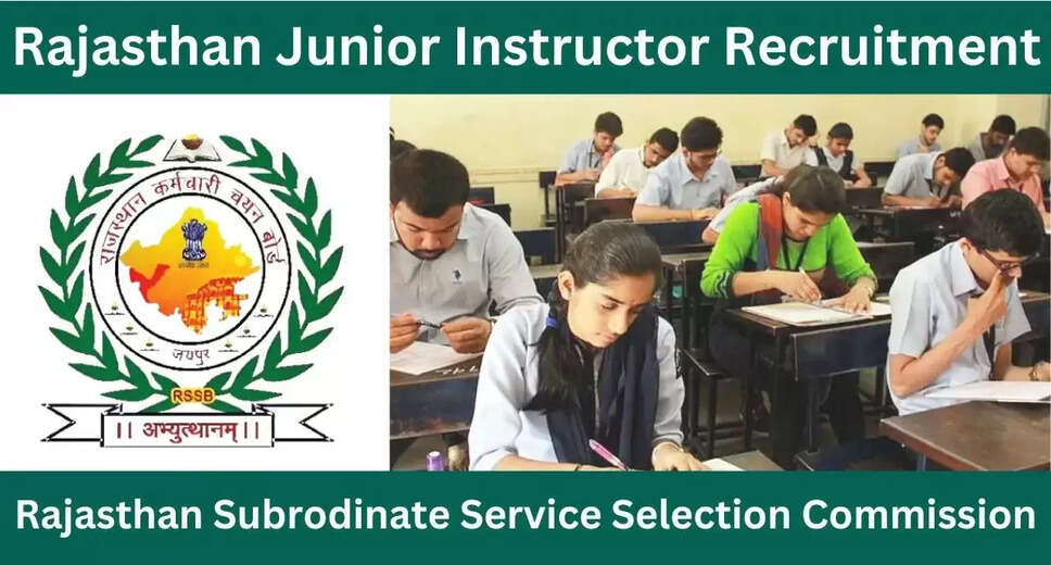 RSMSSB Junior Instructor Advt No. 09/2024 Recruitment 2024: Exam Notice Issued for 1821 Vacancies