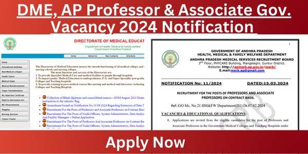 DME, AP Extends Last Date for Professor & Associate Professor Recruitment 2024: Apply Now for 520 Vacancies