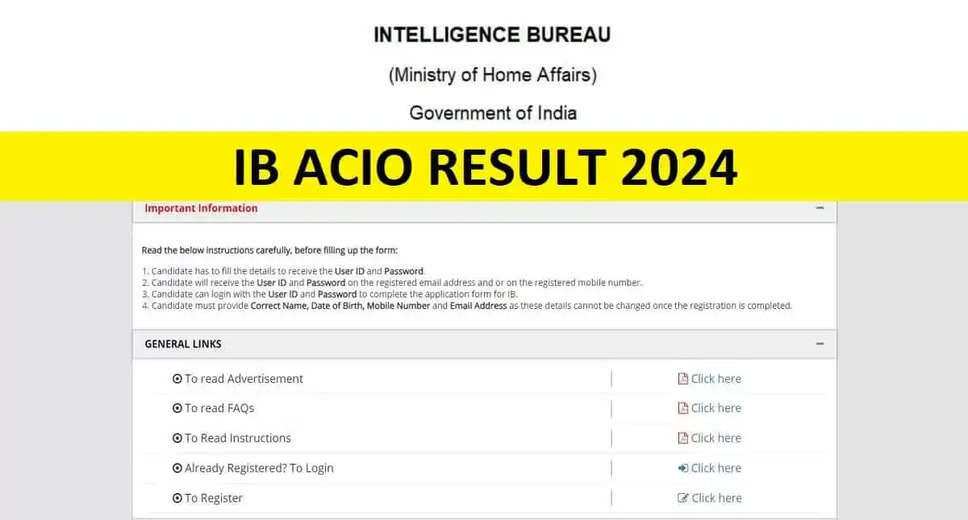 IB ACIO Tier 1 Result 2025 Declared Steps to Download and More Details