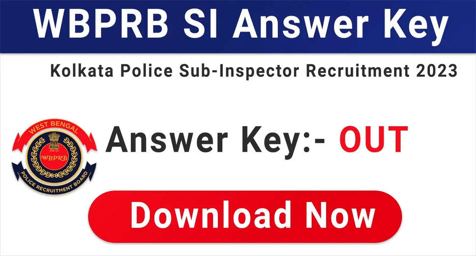 Kolkata Police SI Answer Key 2024 Released: Download Now from prb.wb.gov.in