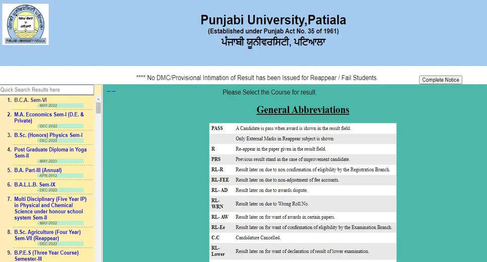 PUP Result 2024 OUT on punjabiuniversity.ac.in: Download Now 