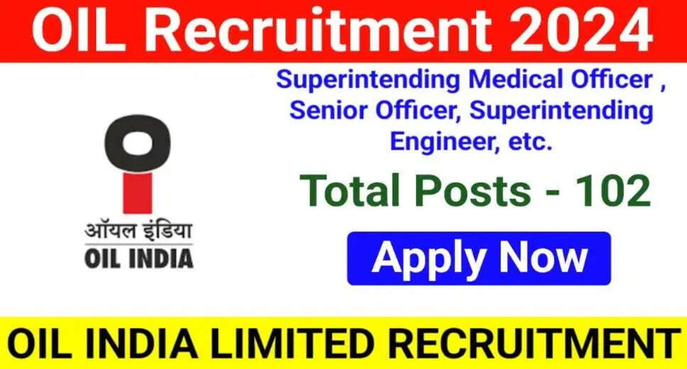 Oil India Recruitment 2024 Notification For 102 Senior Officers: Apply Online