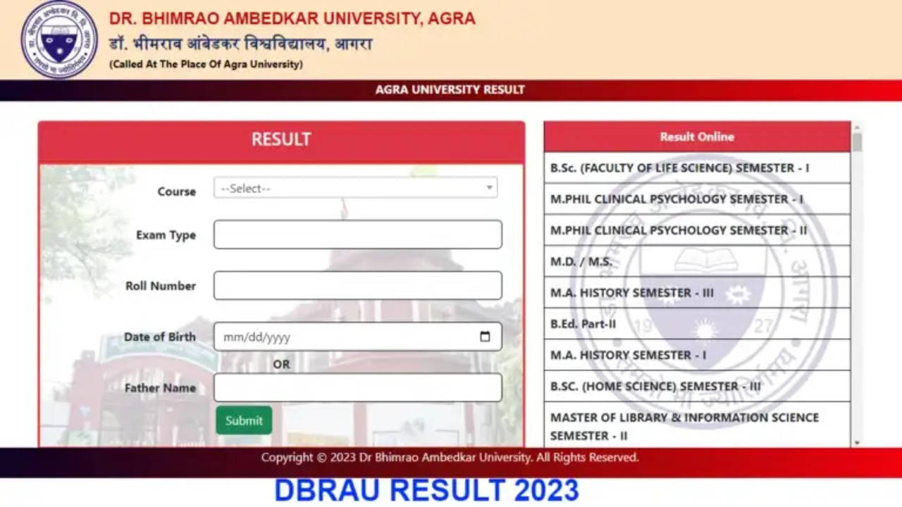 DBRAU Results Unveiled Check Your UG PG Marksheets Now