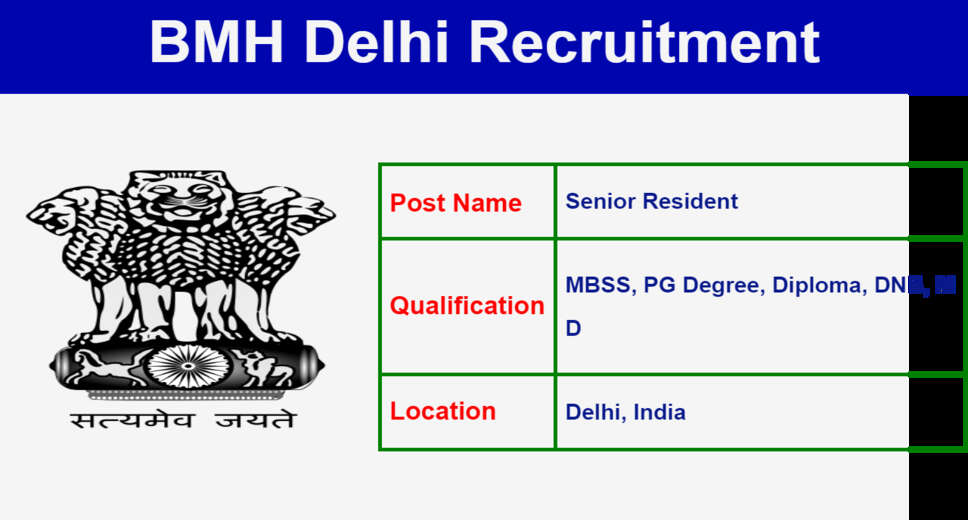 BHM, DELHI Recruitment 2023: A great opportunity has emerged to get a job (Sarkari Naukri) in Bhagwan Mahavir Hospital, Delhi, Delhi (BHM, DELHI). BHM, DELHI has sought applications to fill Senior Resident posts (BHM, DELHI Recruitment 2023). Interested and eligible candidates who want to apply for these vacant posts (BHM, DELHI Recruitment 2023), can apply by visiting the official website of BHM, DELHI, BHM, web.delhi.gov.in. The last date to apply for these posts (BHM, DELHI Recruitment 2023) is 27 January 2023. Apart from this, candidates can also apply for these posts (BHM, DELHI Recruitment 2023) by directly clicking on this official link BHM, web.delhi.gov.in. If you want more detailed information related to this recruitment, then you can see and download the official notification (BHM, DELHI Recruitment 2023) through this link BHM, DELHI Recruitment 2023 Notification PDF. A total of 12 posts will be filled under this recruitment (BHM, DELHI Recruitment 2023) process. Important Dates for BHM, DELHI Recruitment 2023 Online Application Starting Date – Last date for online application - 27 January 2023 Vacancy details for BHM, DELHI Recruitment 2023 Total No. of Posts- : 12 Posts BHM, DELHI Recruitment 2023 Posts Recruitment Location Delhi Eligibility Criteria for BHM, DELHI Recruitment 2023 Senior Resident - MBBS, Post Graduate degree from recognized Institute with experience Age Limit for BHM, DELHI Recruitment 2023 Senior Resident - The age limit of the candidates will be 30 years. Salary for BHM, DELHI Recruitment 2023 Senior Resident - As per rules Selection Process for BHM, DELHI Recruitment 2023 Will be done on the basis of interview. How to Apply for BHM, DELHI Recruitment 2023 Interested and eligible candidates can apply through the official website of BHM, DELHI (web.delhi.gov.in) latest by 27 January 2023. For detailed information in this regard, refer to the official notification given above. If you want to get a government job, then apply for this recruitment before the last date and fulfill your dream of getting a government job. You can visit naukrinama.com for more such latest government jobs information.