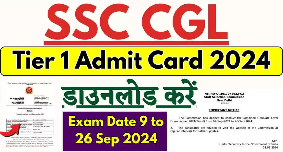 SSC CGL Tier 1 2024 Admit Card Issued, Exam from September 9
