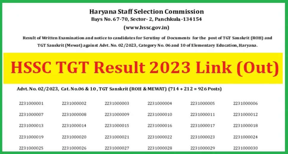 HSSC TGT Exam 2023 Result Declared: Check Your Scores Now
