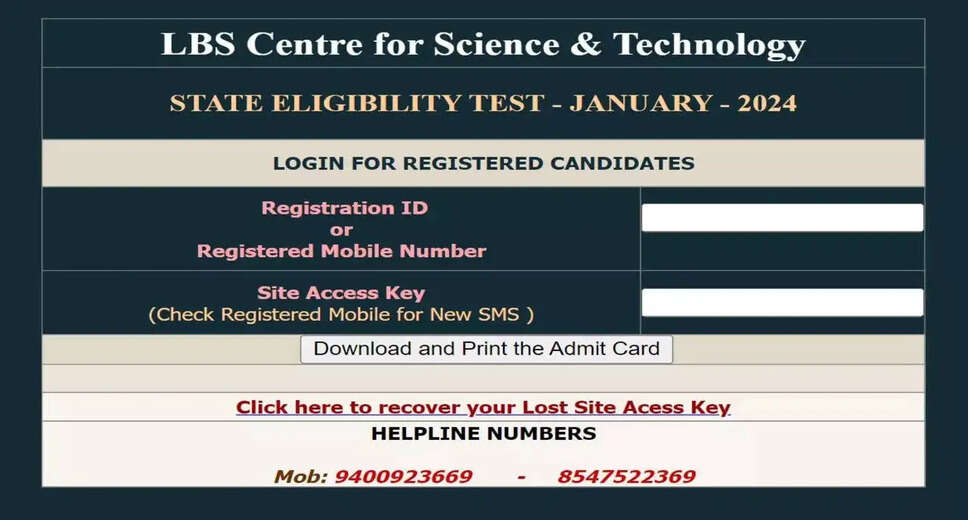 Kerala SET 2024 Admit Card Out: Download Hall Ticket Link Now!