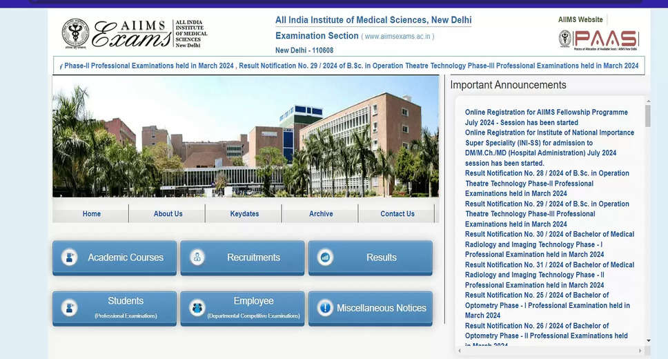 AIIMS Fellowship Programme 2024: July Stage I Exam Results Declared, Check Now