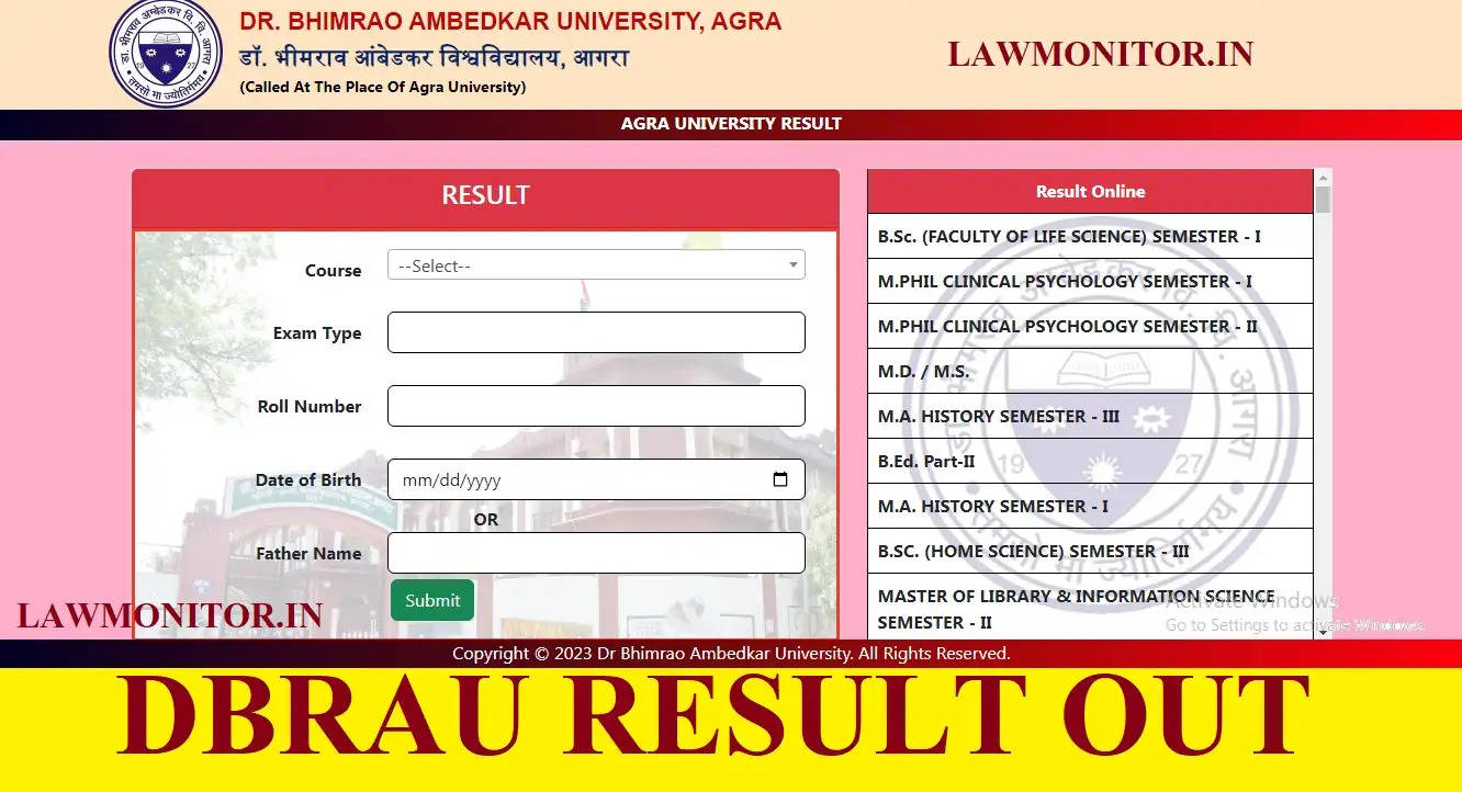 DBRAU Result 2023 Declared: Direct Link To Download UG, PG Marksheet