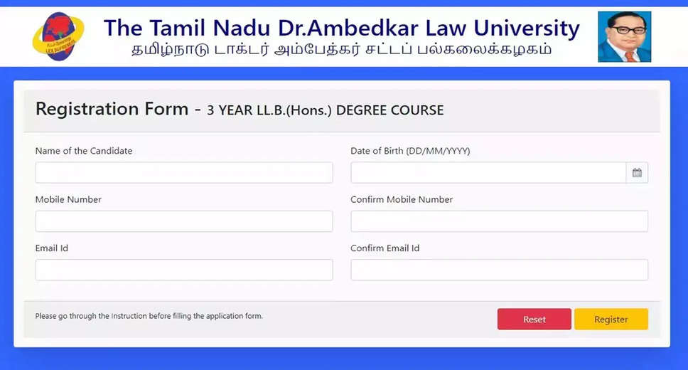 TNDALU Commences Application Process for 5-Year LLB Program at tndalu.emsecure.in