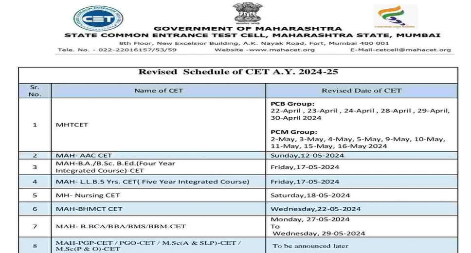 Revised MHT CET 2024 Exam Dates Announced: Updated Schedule Available Now