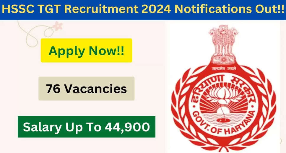 HSSC TGT Teacher Recruitment 2024: Submit Online Application for 76 Posts