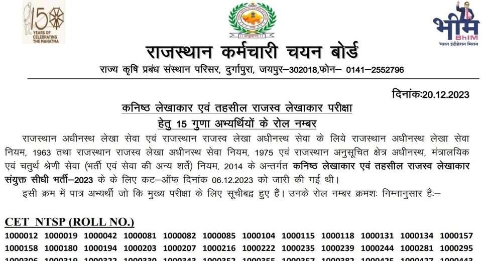 RSMSSB Jr. Accountant, Tehsil Revenue Accountant DV Schedule 2024 Out: Check Important Dates