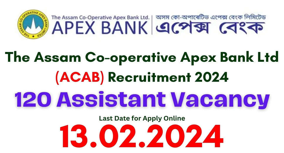 Assam Apex Bank Recruitment 2024: 120 Assistant Posts Open! Apply Online Now!
