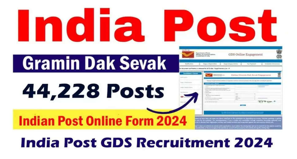 India Post GDS Recruitment 2024: 44228 Vacancies for Gramin Dak Sewak - Apply Online