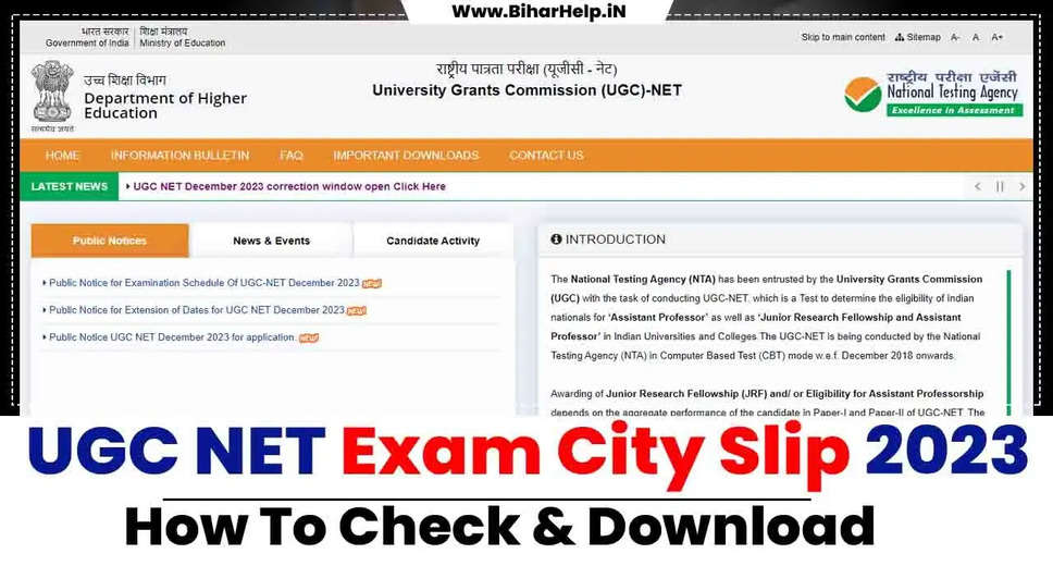UGC NET December 2023 Exam City Intimation Slip Released: Check Details Here	
