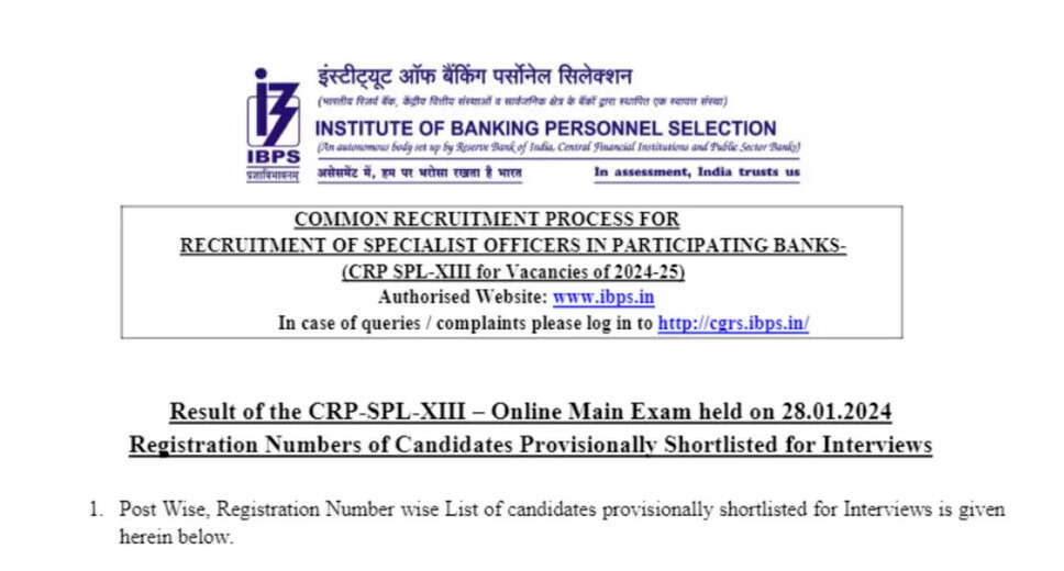 IBPS Specialist Officer 2024 Interview Schedule Out: Find Download Link on ibps.in