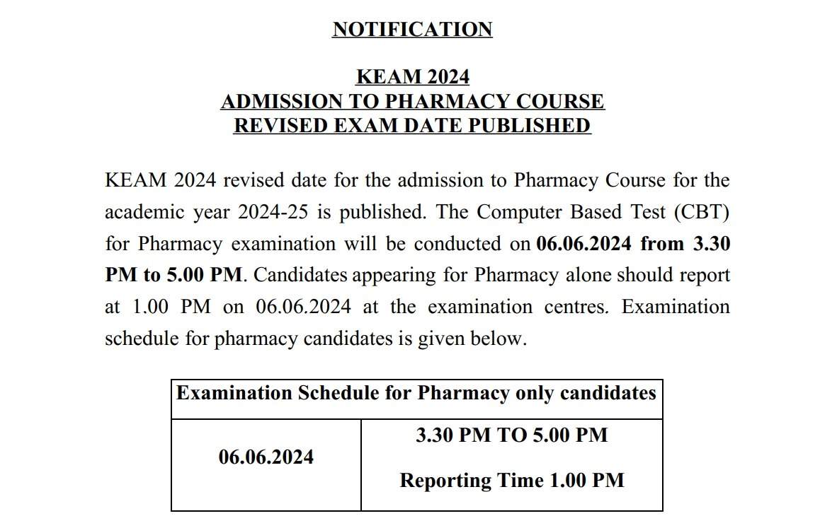 KEAM 2024 Pharmacy Exam Date Rescheduled: New Dates Announced, Check Here