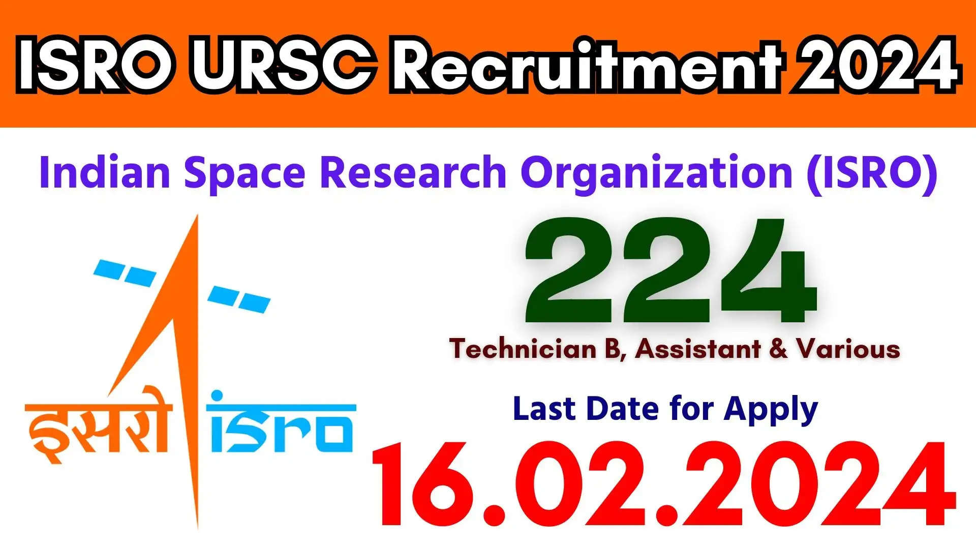 ISRO URSC Recruitment 2024 Notification Out For 265 Posts, Apply Online Now