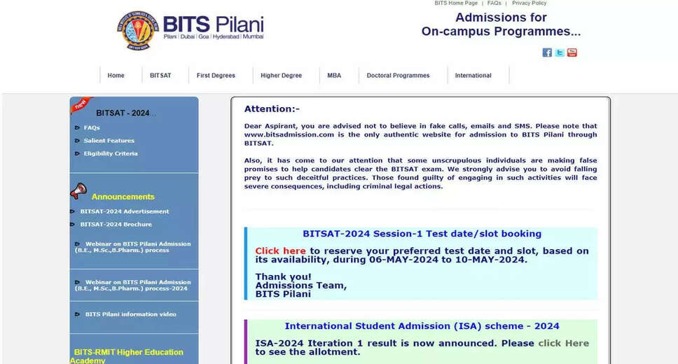 BITS 2024 Direct Admission Registration Date Delayed; Full Information Here