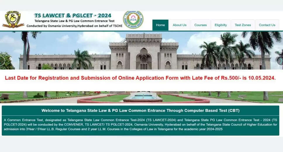 TS LAWCET, PGLCET 2024 Registration Deadline Extended with Late Fee: Check New Last Date