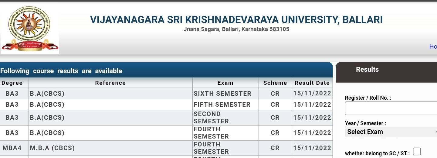 Vijayanagara Sri Krishnadevaraya University Results 2023 Released: Check UG and PG Marks Online