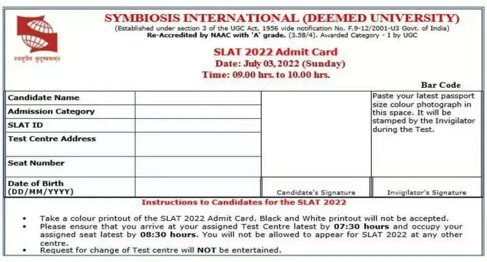 SLAT 2024 Admit Card Released for Test 1; Direct Download Link Available