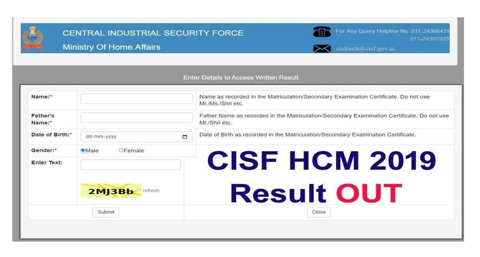 CISF Head Constable Ministerial Result 2023 Released: Check Your Score