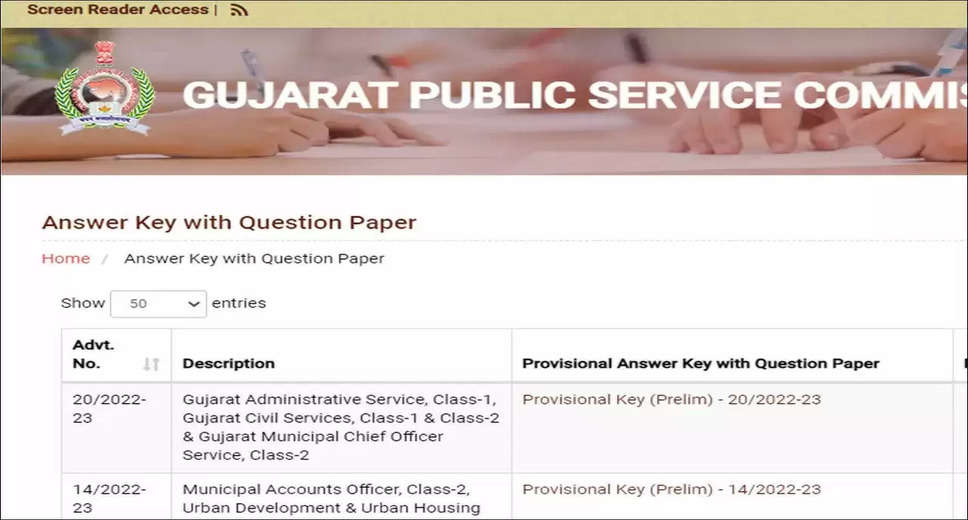 GPSC Assistant Professor Answer Key 2023: Provisional Key Now Available for Download