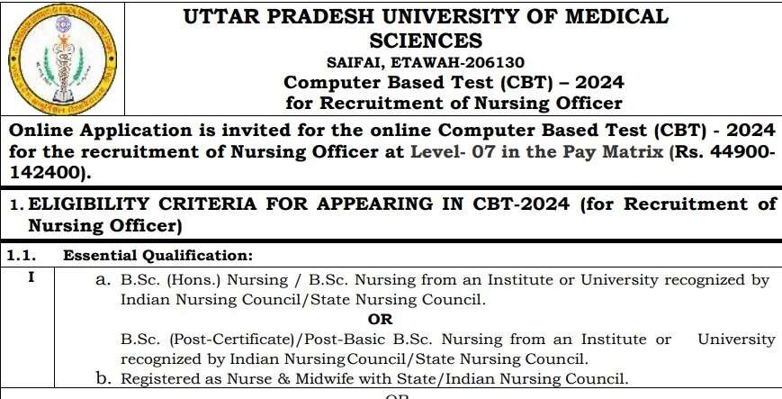 UPUMS Nursing Officer Exam Result 2024 Released: Access Your Results Here