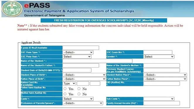 Telangana Government Introduces Overseas Scholarship for SC Students: Applications Open at telanganaepass.cgg.gov.in