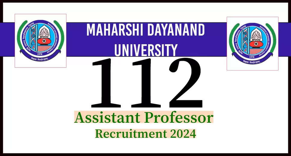 MDU Rohtak Recruitment 2024: Apply Online for 112 Assistant Professor Posts