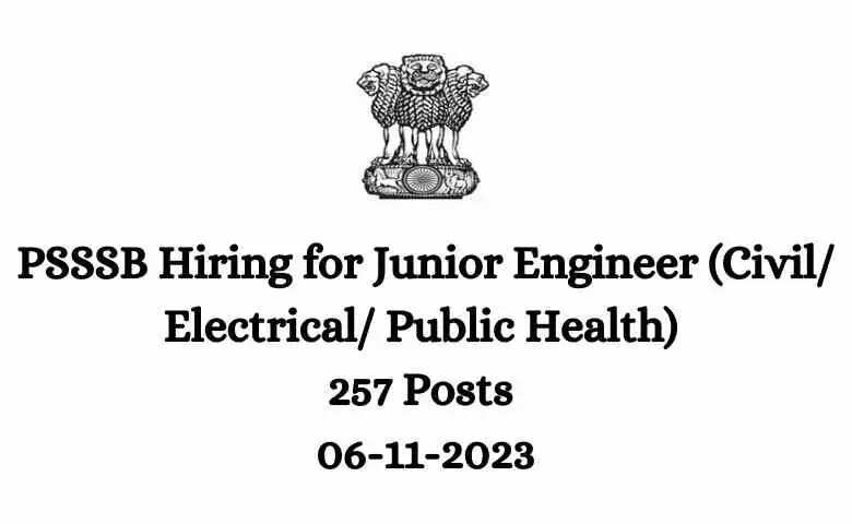 Punjab Subordinate Service Selection Board Releases 257 Junior Engineer Vacancies (JE Civil/Electrical/Public Health) 