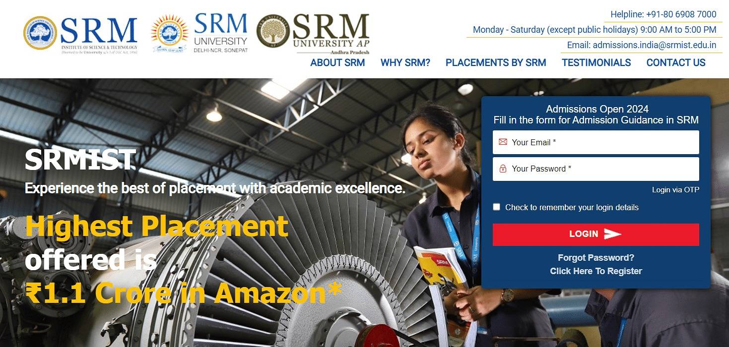 SRMJEEE 2024 Phase 1 Round 2 Seat Allotment Result to be Declared Tomorrow at srmist.edu.in