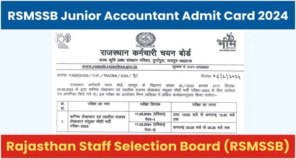 Rajasthan Jr Accountant & Tehsil Revenue Accountant 2023 Exam Admit Card Released! Download Now