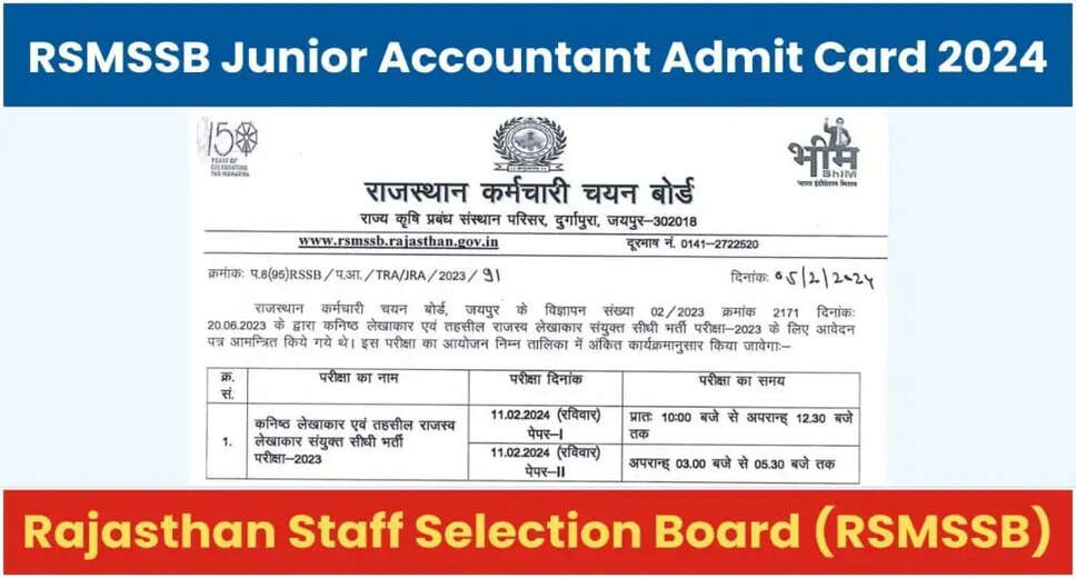 Rajasthan Jr Accountant & Tehsil Revenue Accountant 2023 Exam Admit Card Released! Download Now