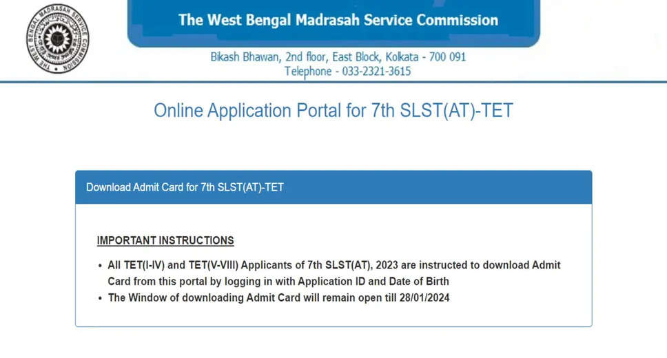 WB Madrasah Teacher SLST Admit Card 2024 Released: Download Hall Ticket Now from wbmsc.com