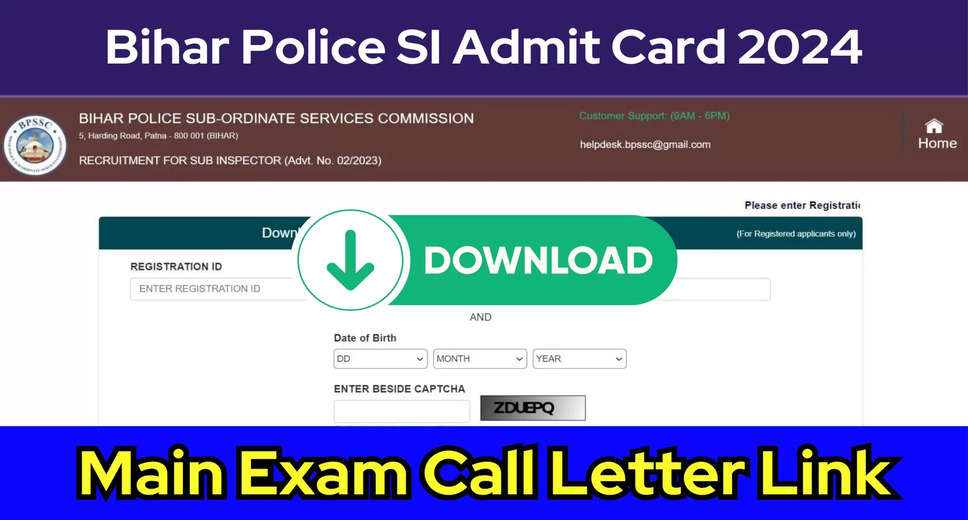 Bihar Police SI Admit Card 2024 Released at bpssc.bih.nic.in; How to Download