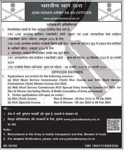 Join Indian Army as Short Service Commissioned Officer Through NCC Special Entry 2024 - Apply Now!