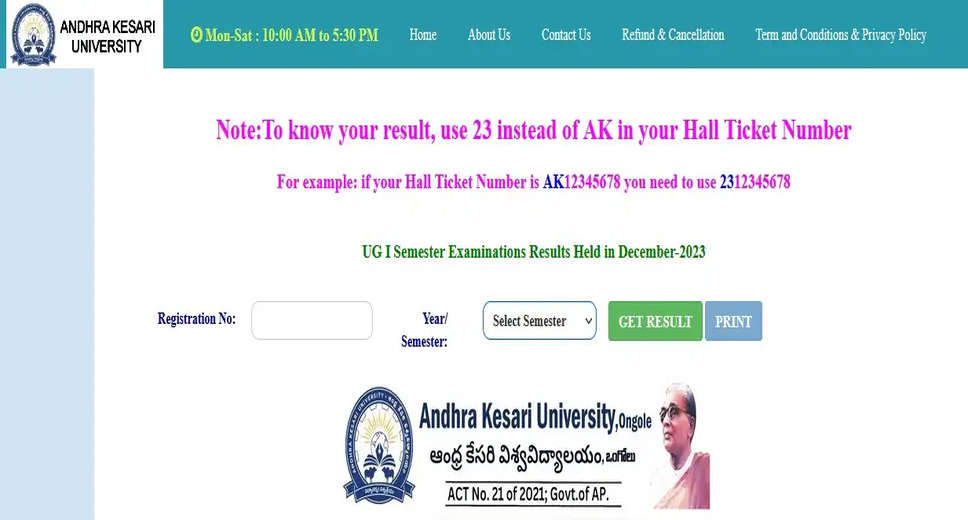 AK University 2024 UG 1st Semester Results Released! Download Marksheet Now