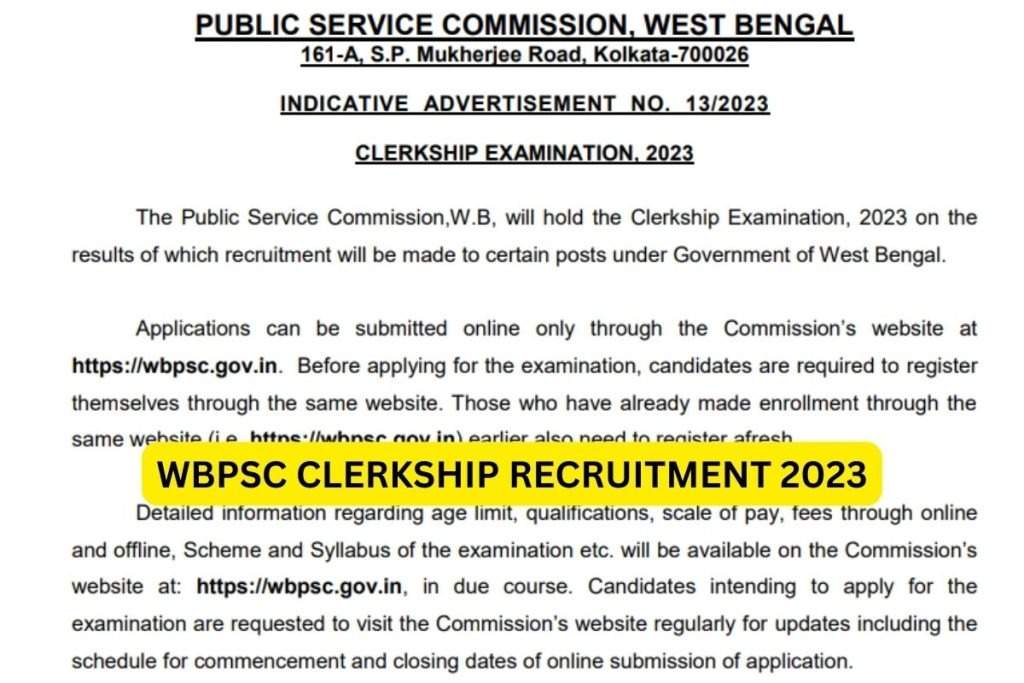 Seize the Opportunity to Secure a Government Job: WBPSC Clerkship Exam 2023 Notification Out