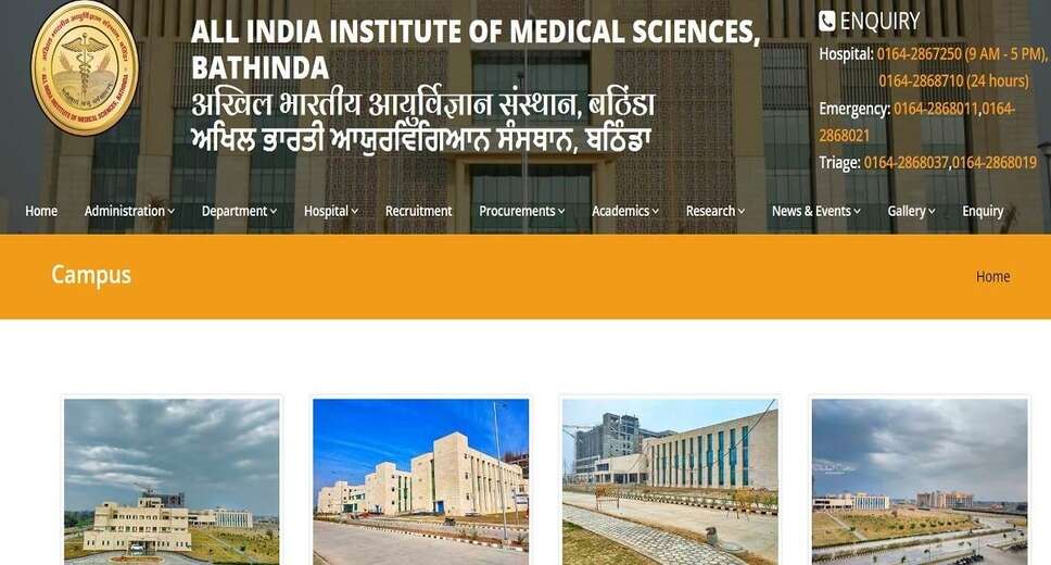 Apply for Senior Resident (Non-Academic) Posts at AIIMS Bathinda – 118 Vacancies for 2024