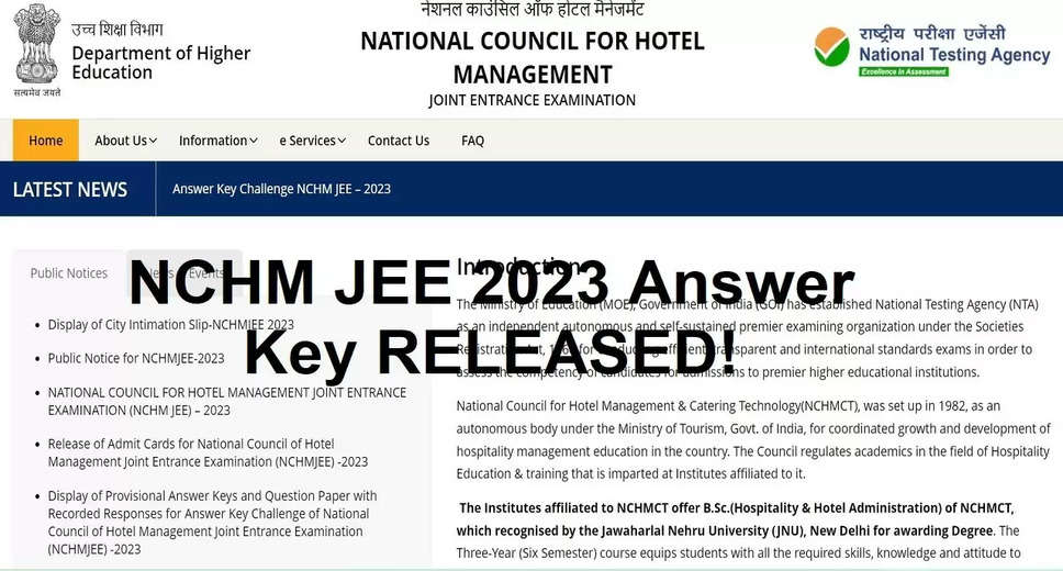 NCHMCT JEE Answer Key Released: Learn How to Download from nchmjee.nta.nic.in