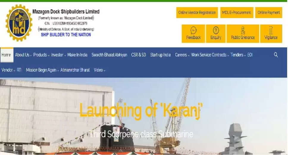 Mazagon Dock Shipbuilders Ltd Opens Online Applications for 518 Trade Apprentice Posts